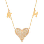 PAVE DIAMONS HEART INITIAL NECKLACE