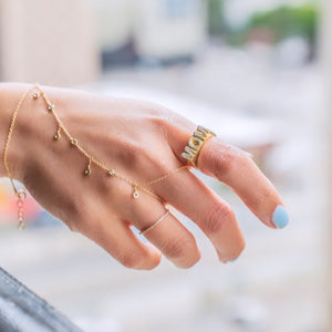 Diamond and Gold Hand Chain Bracelet