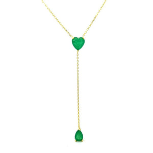 
            
                Load image into Gallery viewer, Emerald Heart Lariat Necklace
            
        