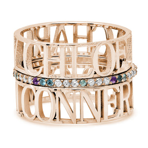 14K GOLD CLASSIC SIX NAME PERSONALIZED RING