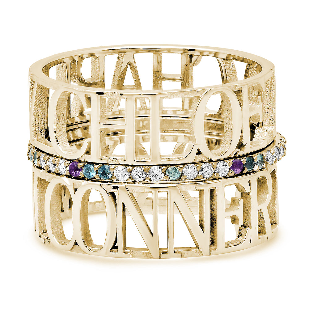 14K GOLD CLASSIC SIX NAME PERSONALIZED RING