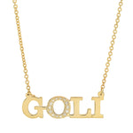SOLID 14K GOLD NAME 4 LETTER PAVE DIAMOND NECKLACE