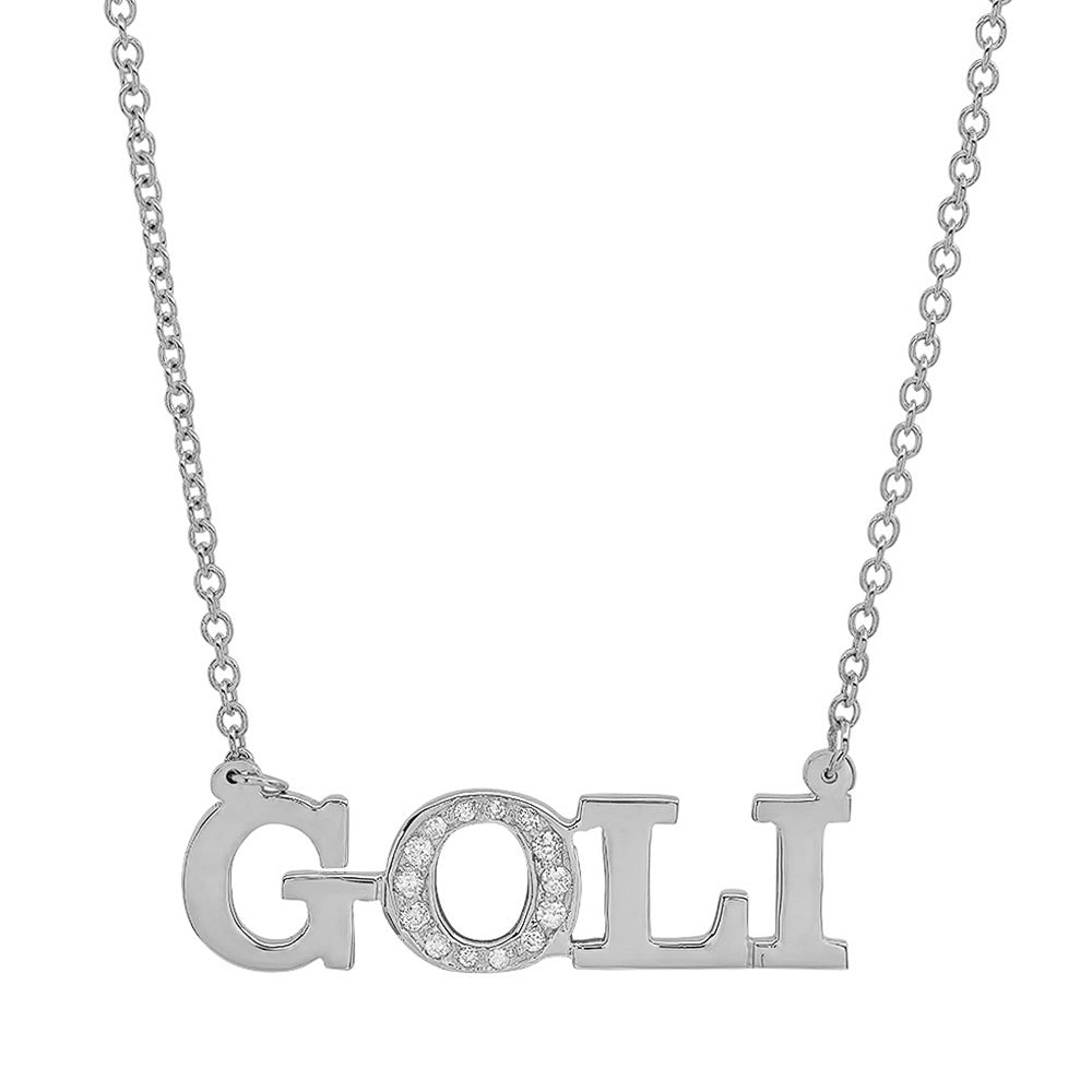 
            
                Load image into Gallery viewer, SOLID 14K GOLD NAME 4 LETTER PAVE DIAMOND NECKLACE
            
        