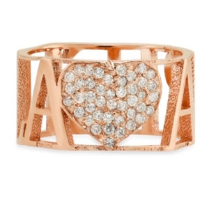 
            
                Load image into Gallery viewer, 14K GOLD NAME PAVE DIAMOND HEART RING
            
        