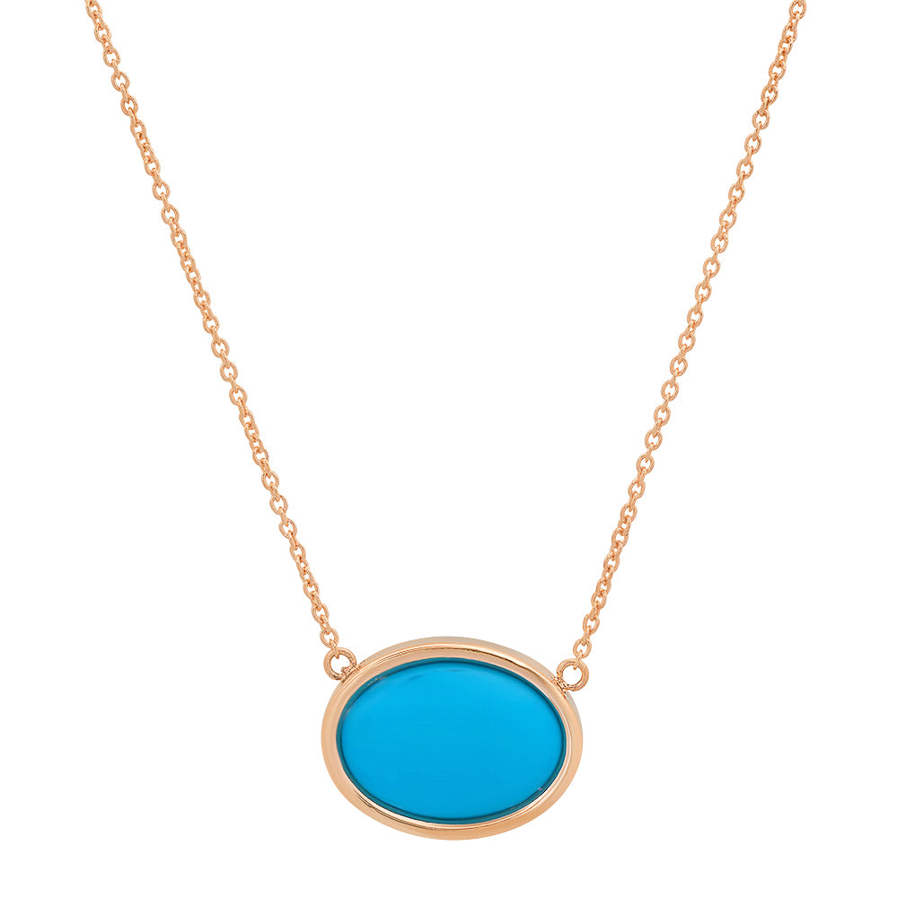 GOLD TURQUOISE NECKLACE OVAL