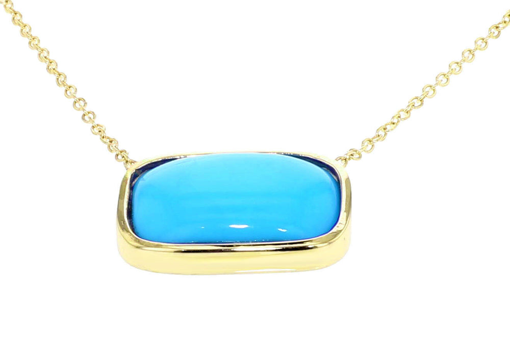 GOLD TURQUOISE NECKLACE CUSHION CUT