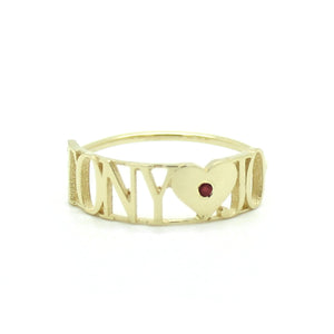 
            
                Load image into Gallery viewer, 14K GOLD 2 NAME HEART RUBY RING
            
        