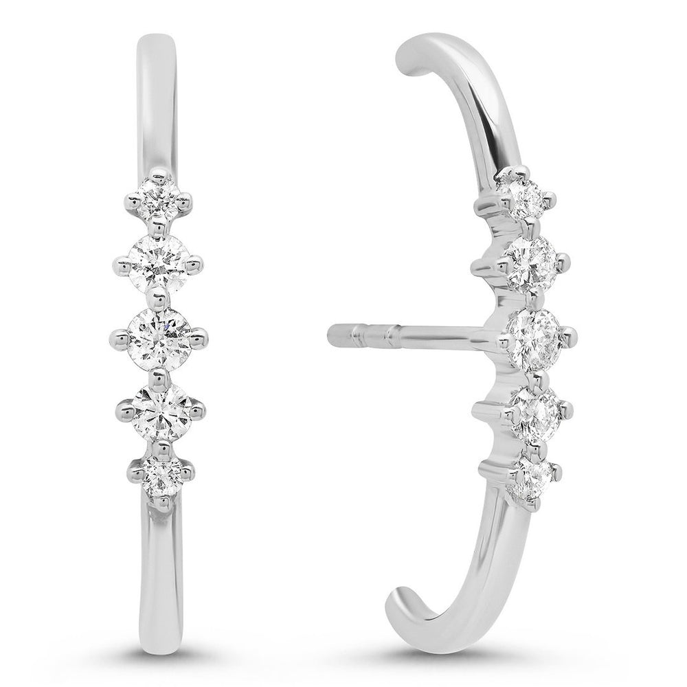 
            
                Load image into Gallery viewer, Five Diamond Lobe Cuff Earrings
            
        