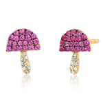 Pink sapphire and Diamond mushroom earrings