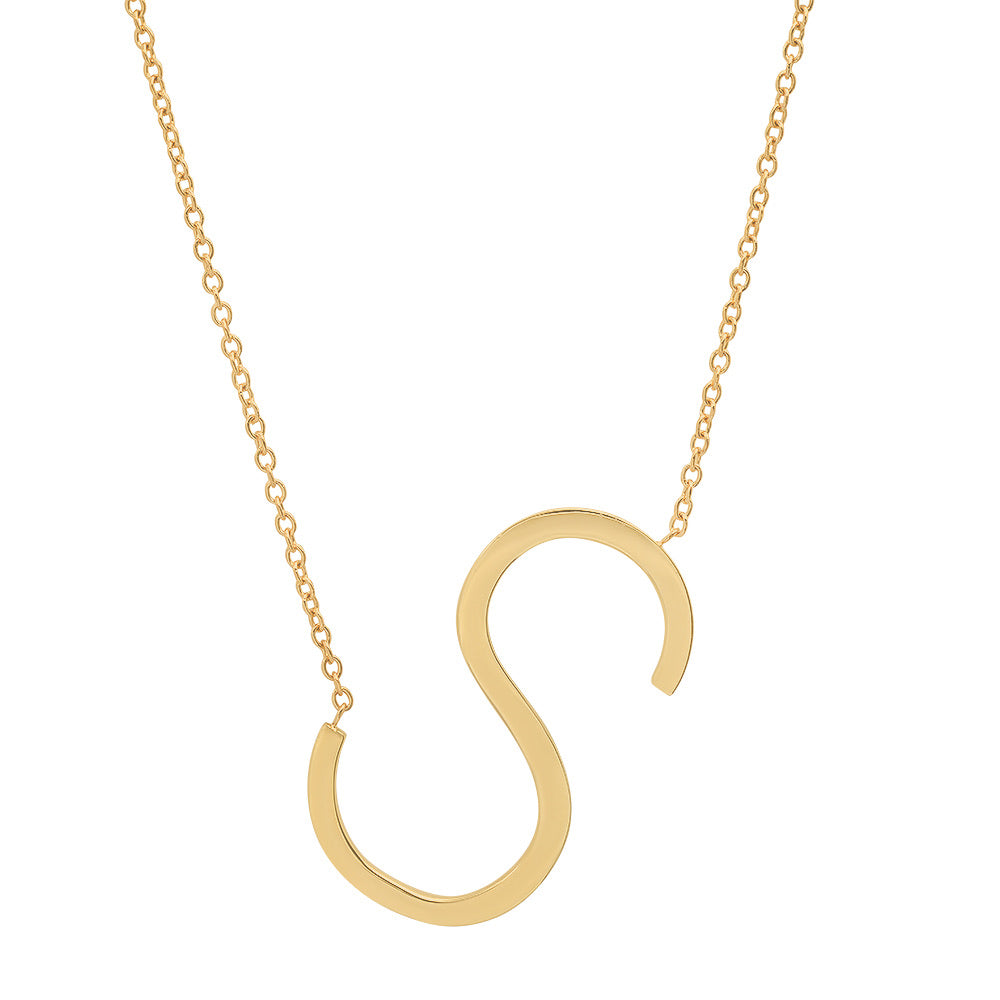 Gold Slanted Initial Necklace
