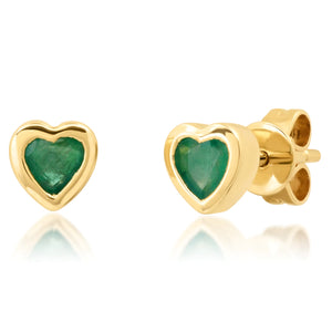 
            
                Load image into Gallery viewer, Emerald heart stud earrings
            
        