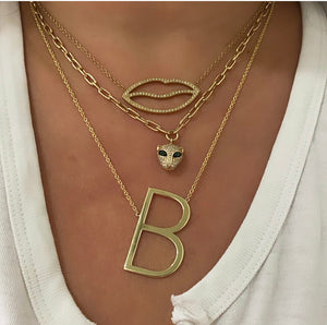 GOLD SLANTED INITIAL LETTER NECKLACE