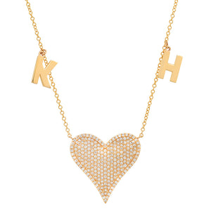 
            
                Load image into Gallery viewer, PAVE DIAMONS HEART INITIAL NECKLACE
            
        