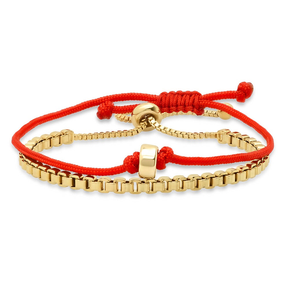 
            
                Load image into Gallery viewer, GOLD DISK RED STRING PROTECTION BRACELET
            
        