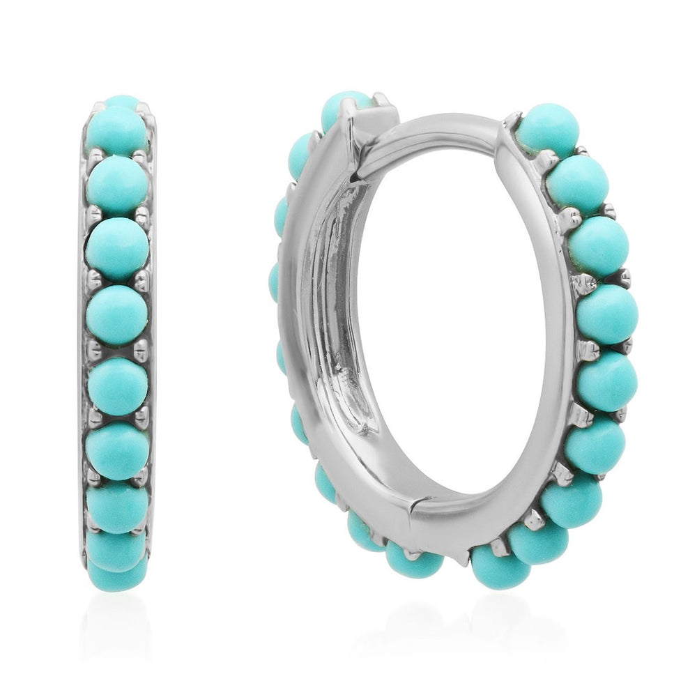 Turquoise Cabochon Huggie Earrings